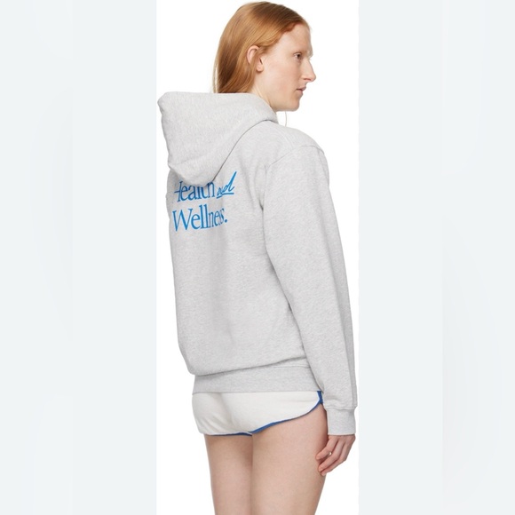 Sporty & Rich Tops - SPORTY & RICH New Health Melange Hoodie Heather Gray Ocean Size XS VGUC